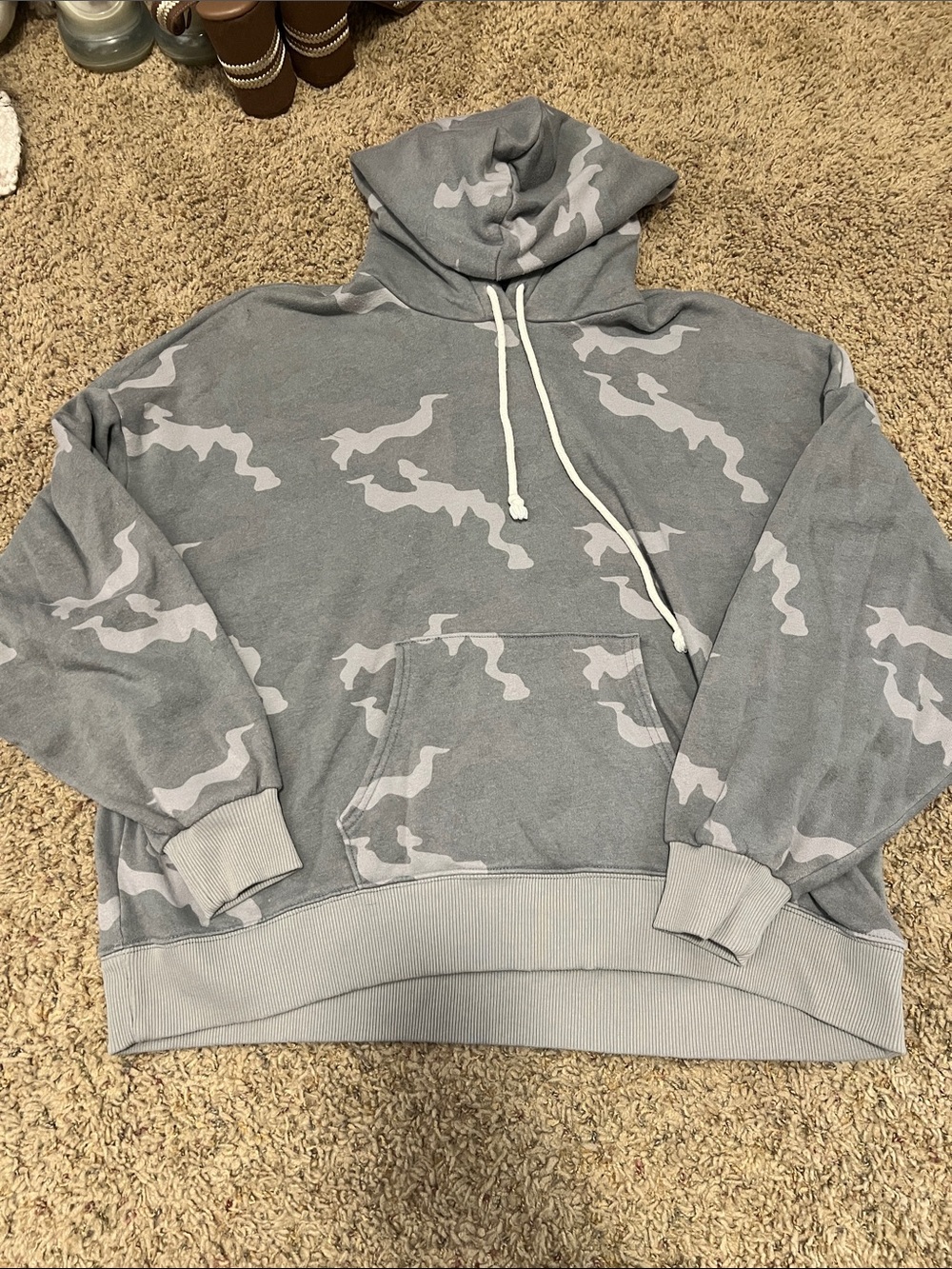 American Eagle Outfitters Gray Camo Hooded Sweatshirt
